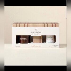 3pc Harvest Chestnut Gift Set with 7oz Jar Candle, 3.38 fl oz Room Spray, and 5.